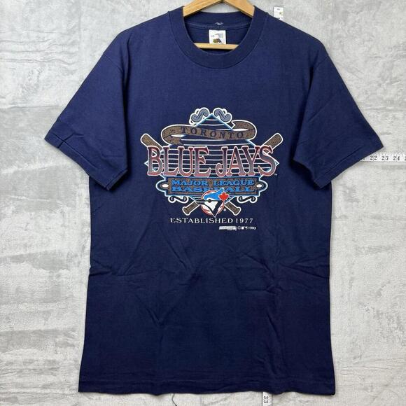 Vintage 1993 Toronto Blue Jays T-Shirt MLB Baseball Tee Fruit of the Loom Size L - Picture 2 of 7